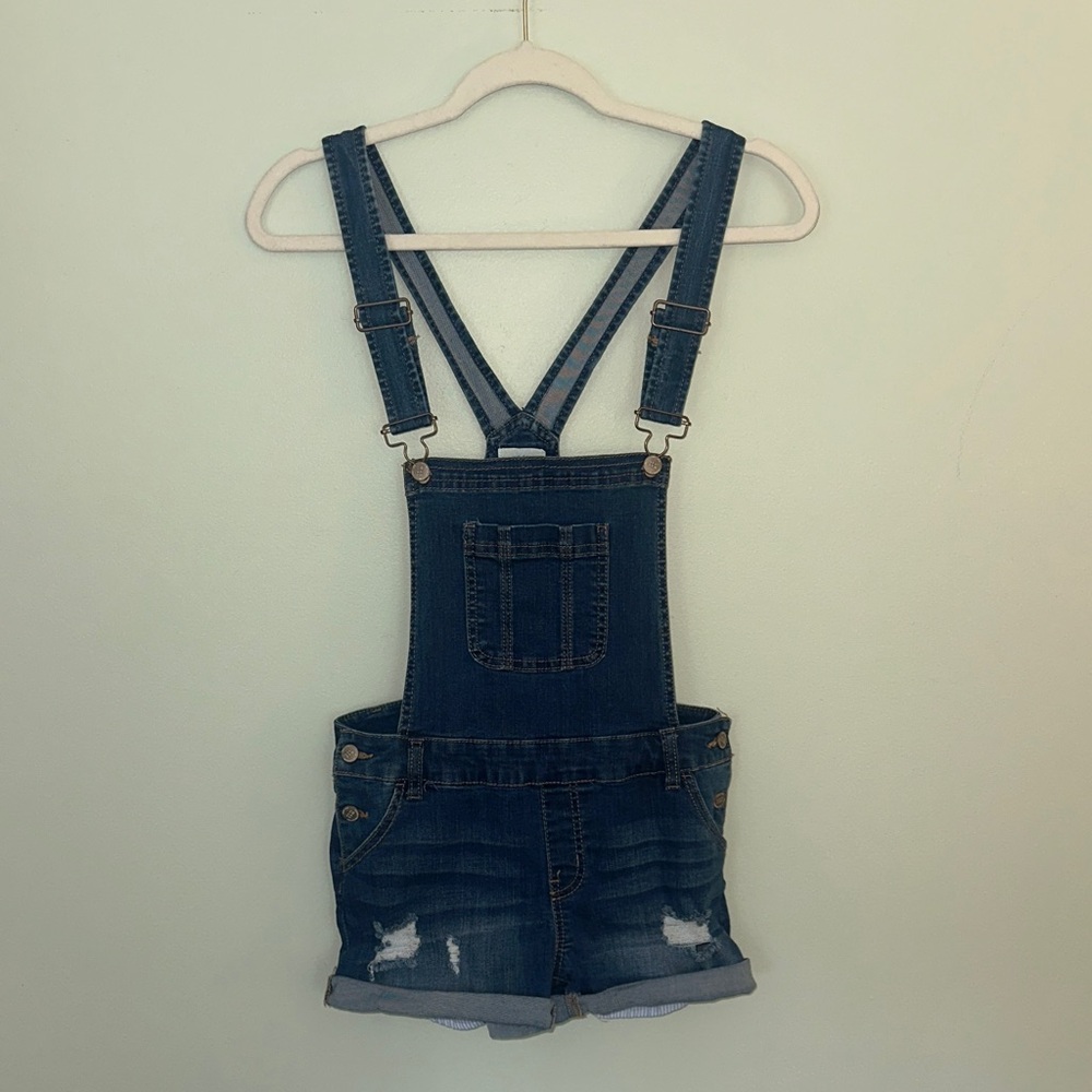 Wax Jean Dark Blue Denim Short Overalls
